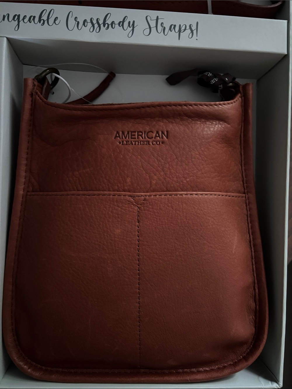 American Leather Co. Bag set in Chestnut w/ interchangeable straps & coin pouch - Picture 3 of 5